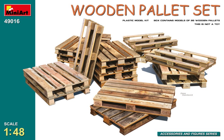 KIT DA MONTARE SCALA COMPATIBILE CON WOODEN PALLET SET KIT 1:48 MINIART MIN49016