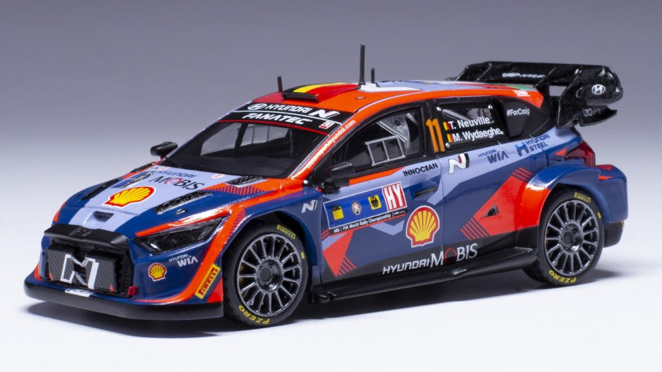 MODELLINO SCALA COMPATIBILE CON HYUNDAI I20 N WRC N.11 CENTR.EUROP.RALLY 2023 NEUVILLE-WYDAEGHE 1:43 IXO MODEL RAM909