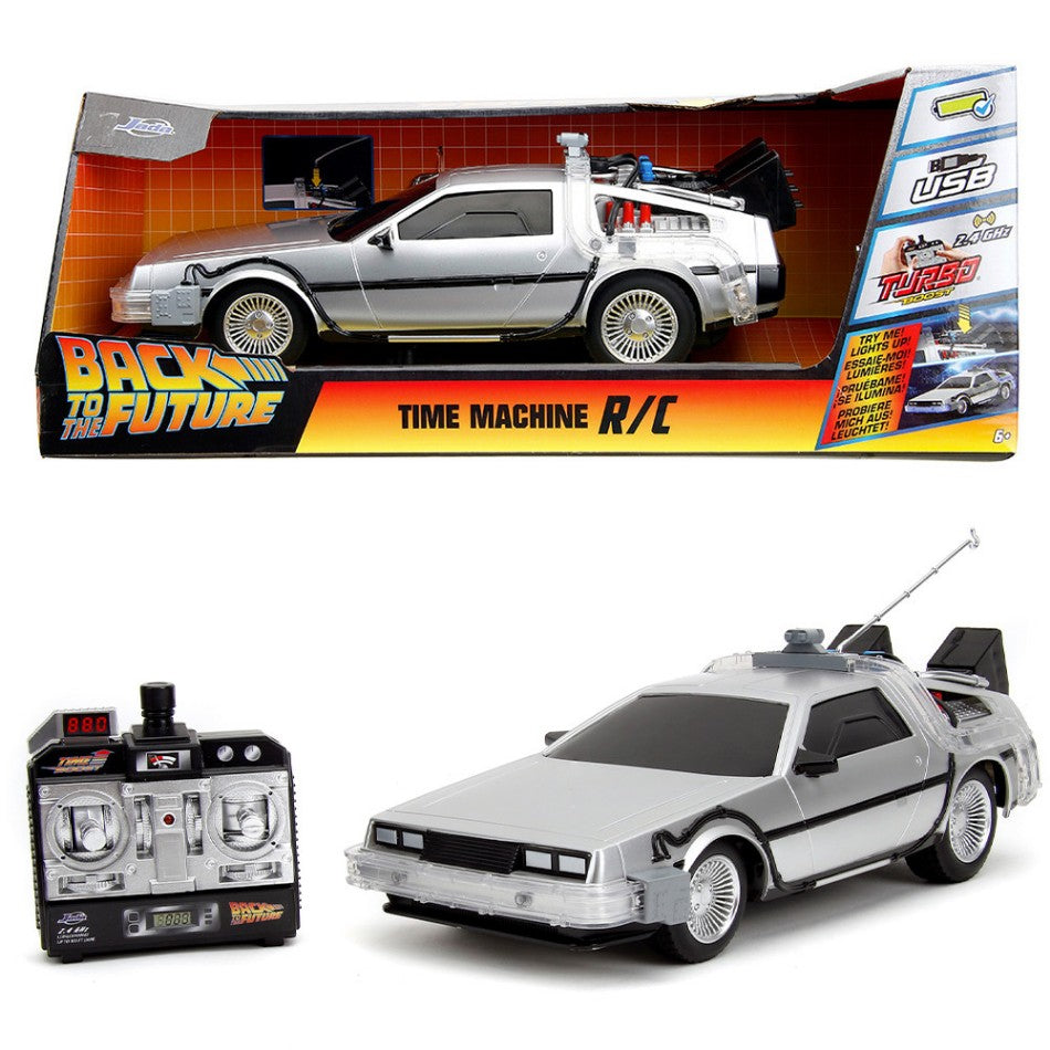 MODELLINO IN SCALA COMPATIBILE CON DE LOREAN TIME MACHINE "BACK TO THE FUTURE I" RADIOCONTROL USB 1:18 JADA TOYS JADA253256004