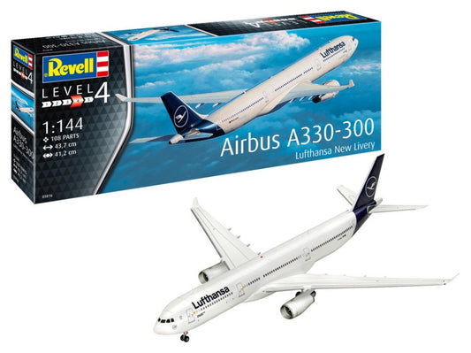 KIT DA MONTARE SCALA COMPATIBILE CON AIRBUS A330-300 LUFTHANSA NEW LIVERY KIT 1:144 REVELL RV03816