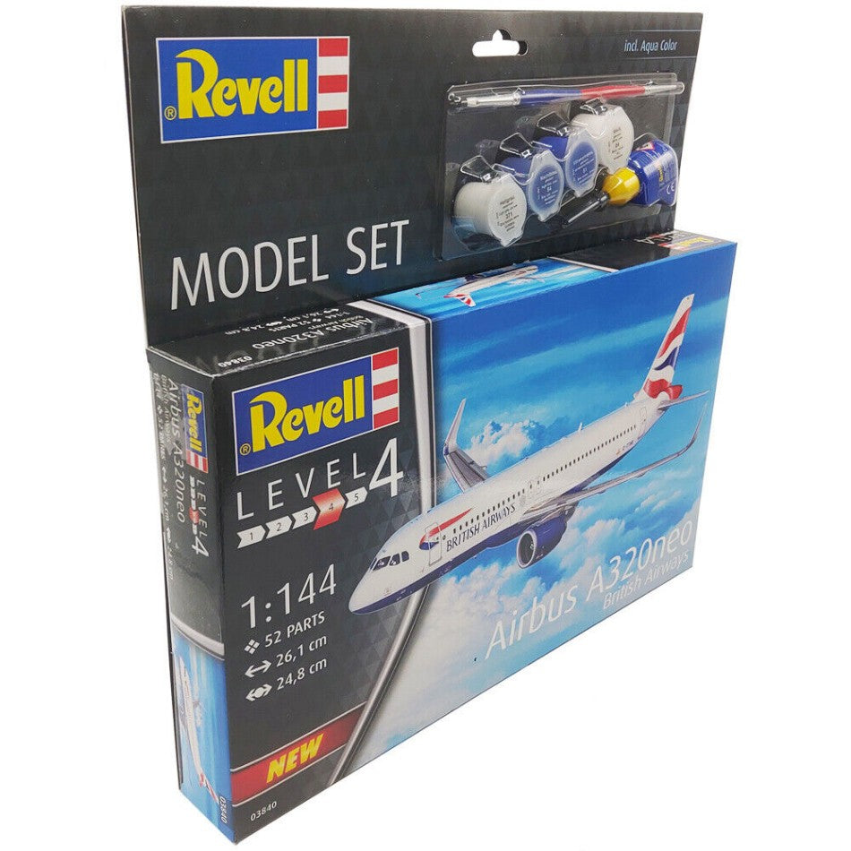 KIT DA MONTARE COMPATIBILE CON AIRBUS A320neo BRITISH AIRWAYS MODEL SET KIT 1:144 REVELL RV63840