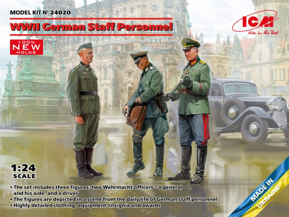 KIT DA MONTARE SCALA COMPATIBILE CON WWII GERMAN STAF PERSONNEL KIT 1:24 ICM ICM24020