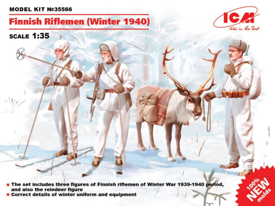 KIT DA MONTARE COMPATIBILE CON FINNISH RIFLEMEN WINTER 1940 4 FIGURES KIT 1:35 ICM ICM35566