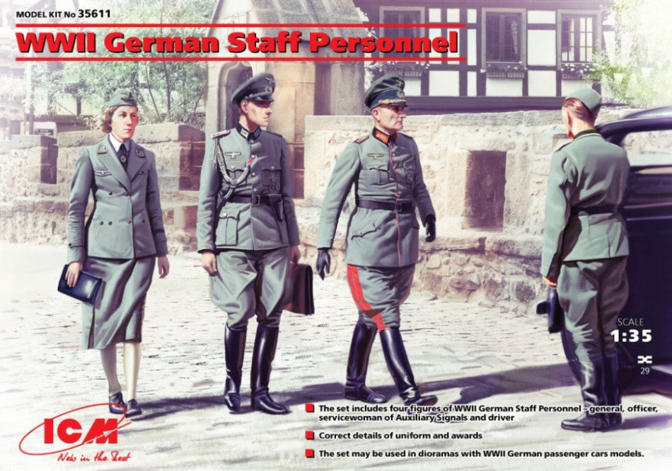 KIT DA MONTARE SCALA COMPATIBILE CON WWII GERMAN STAFF PERSONNEL 4 FIGURES KIT 1:35 ICM ICM35611