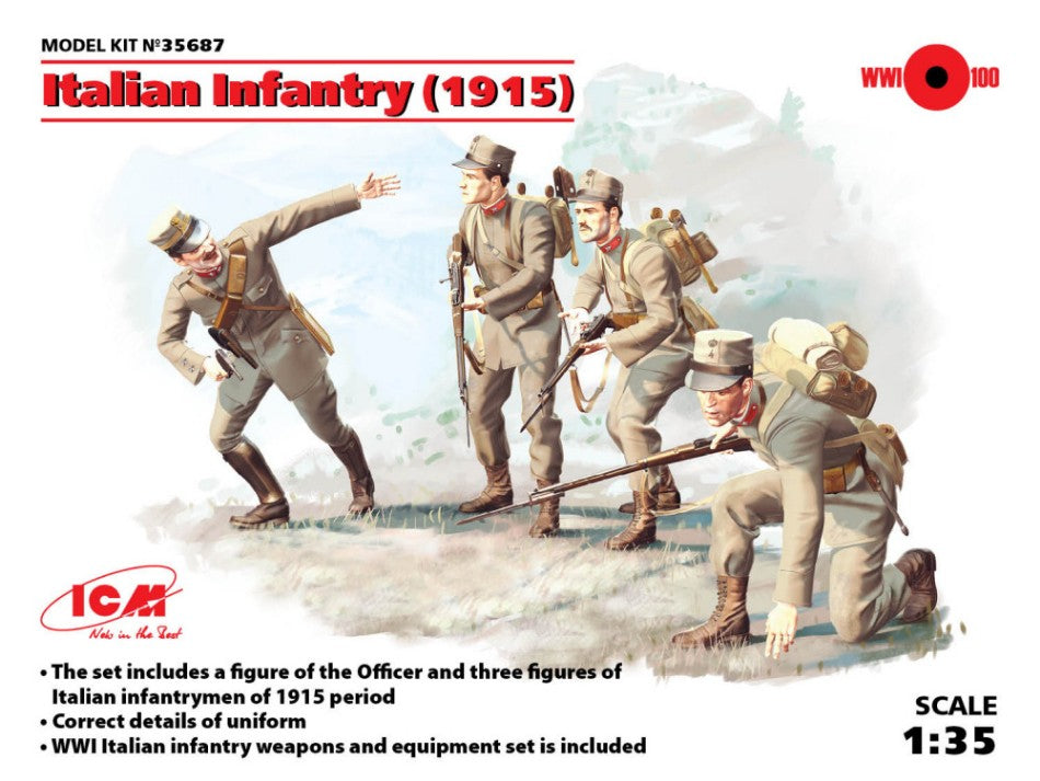 KIT DA MONTARE COMPATIBILE CON ITALIAN INFANTRY 1915 4 FIGURES KIT 1:35 ICM ICM35687