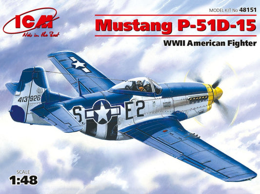 KIT DA MONTARE SCALA COMPATIBILE CON MUSTANG P-51D-15 WWII AMERICAN FIGHTER KIT 1:48 ICM ICM48151