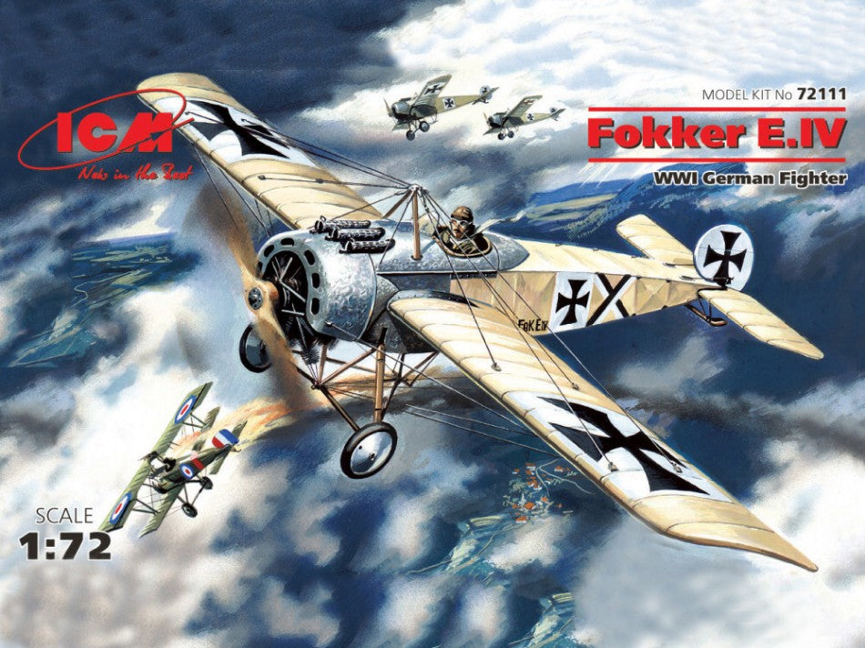 KIT DA MONTARE COMPATIBILE CON FOKKER E.IV WWI GERMAN FIGHTER KIT 1:72 ICM ICM72111