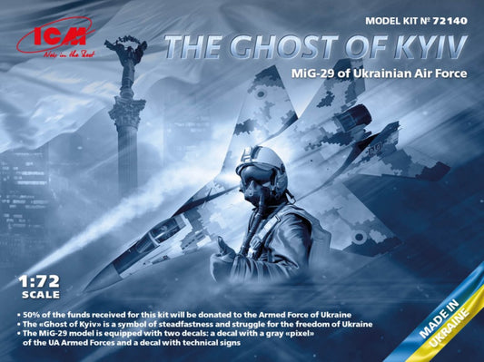 KIT DA MONTARE SCALA COMPATIBILE CON THE GHOST OF KYIV MIG-29 UKRAINA AIR FORCE KIT 1:72 ICM ICM72140