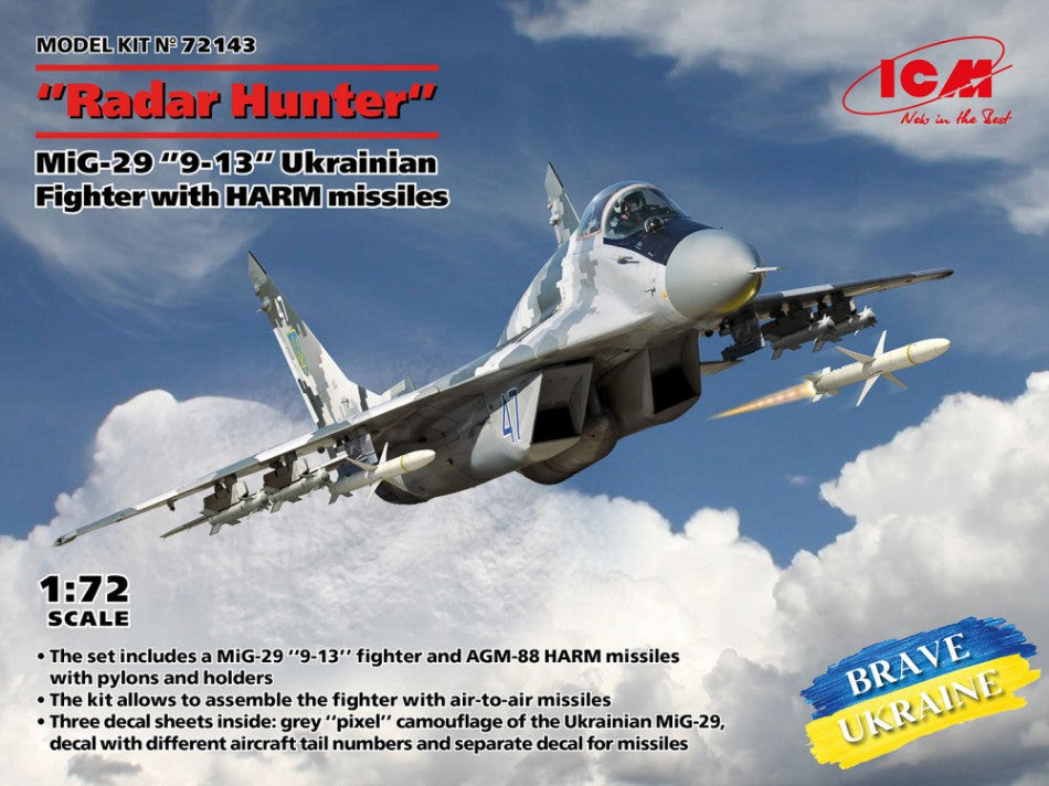 KIT DA MONTARE SCALA COMPATIBILE CON THE GHOST OF KYIV MIG-29 UKRAINA AIR FORCE KIT 1:72 ICM ICM72143