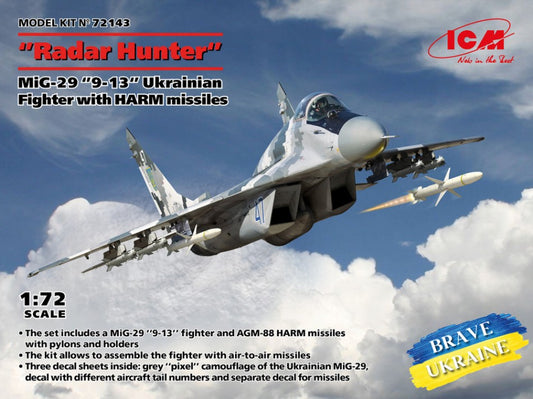 KIT DA MONTARE SCALA COMPATIBILE CON THE GHOST OF KYIV MIG-29 UKRAINA AIR FORCE KIT 1:72 ICM ICM72143