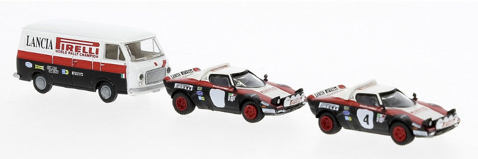 MODELLINO IN SCALA COMPATIBILE CON SET LANCIA STRATOS HF AND FIAT 238 BOX WAGON LANCIA RALLY TEAM 1:87 BREKINA BRE29663