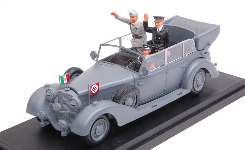 MODELLINO IN SCALA COMPATIBILE CON MERCEDES 770 K WERMACHT - MUSSOLINI IN GERMANIA CON HITLER 1938 1:43 RIO RI4250-2P