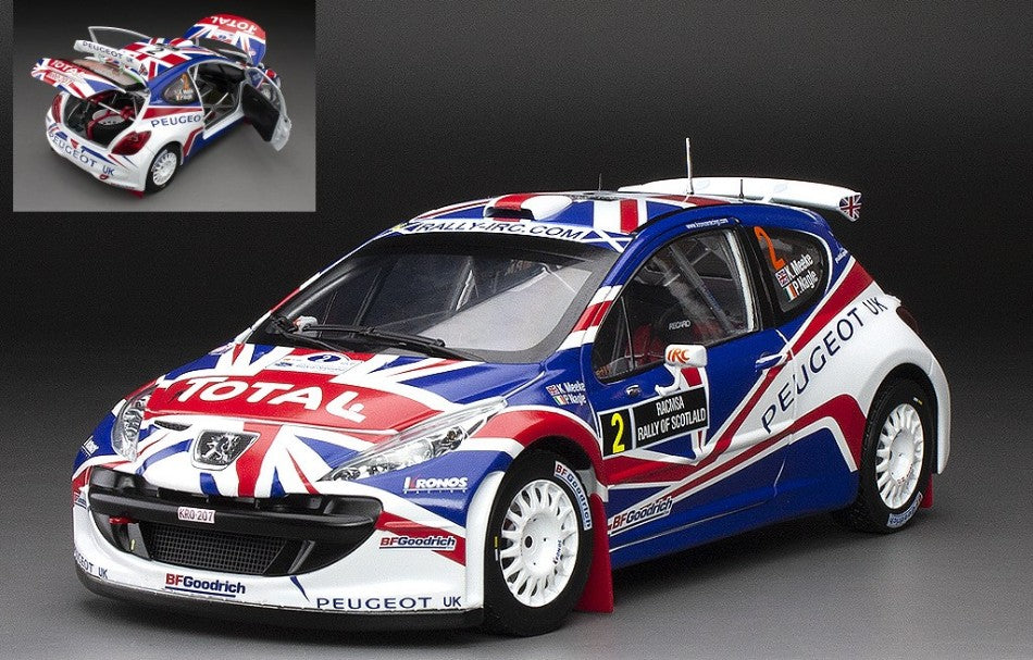 MODELLINO IN SCALA COMPATIBILE CON PEUGEOT 207 S2000 N.2 RALLY OF SCOTLAND 2009 K.MEEKE-P.NAGLE 1:18 SUNSTAR SS5439