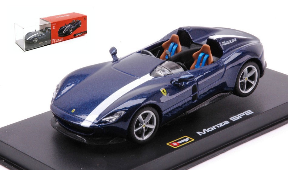 MODELLINO SCALA COMPATIBILE CON FERRARI MONZA SP2 CONVERTIBLE SIGNATURE BLUE 1:43 BURAGO BU36913B