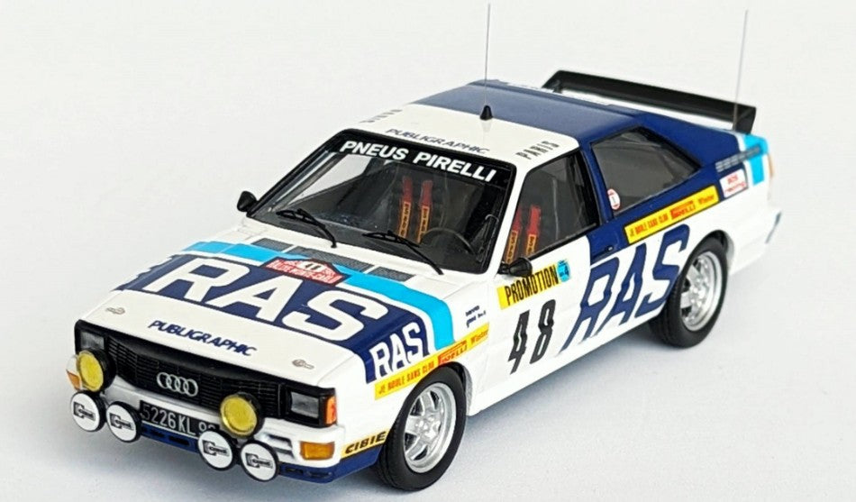 MODELLINO SCALA COMPATIBILE CON AUDI QUATTRO MONTE CARLO RALLY 1983 BOS-DEMUTH 1:43 TROFEU TFRRFR74