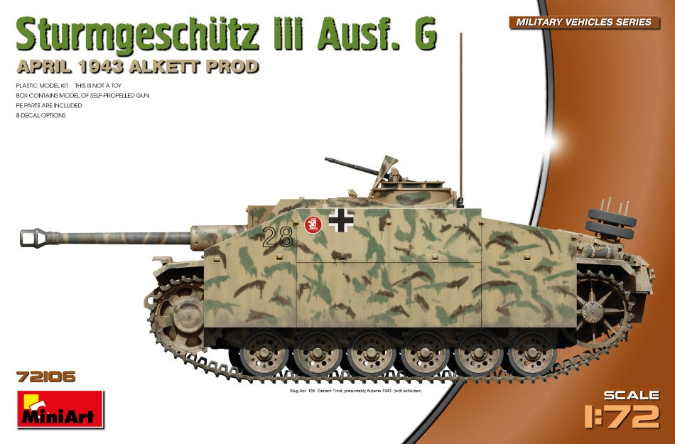 KIT DA MONTARE SCALA COMPATIBILE CON StuG III Ausf.G APRIL 1943 PROD.KIT 1:72 MINIART MIN72106