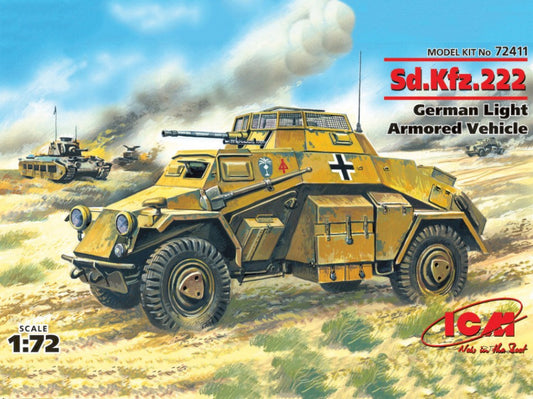 KIT DA MONTARE SCALA COMPATIBILE CON SD KFZ 222 GERMAN LIGHT ARMOURED VEHICLE KIT 1:72 ICM ICM72411