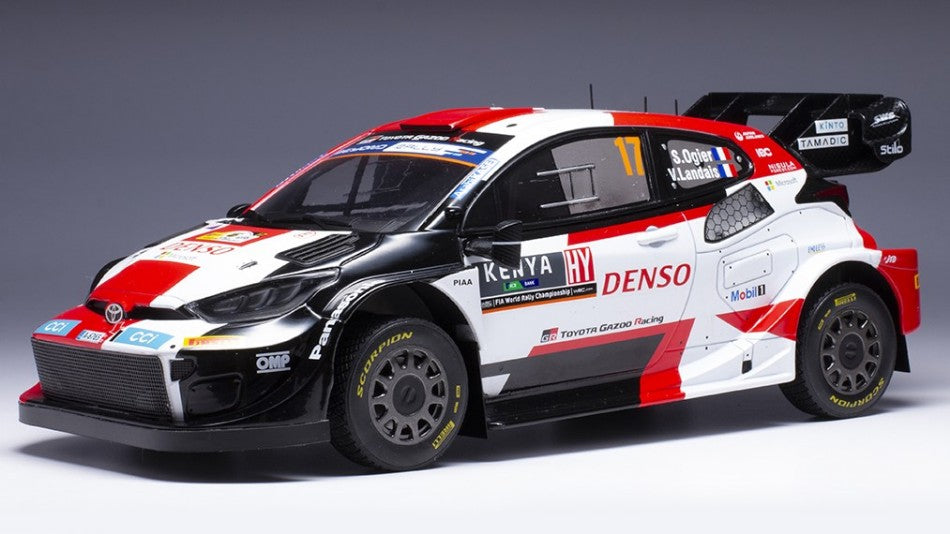 MODELLINO SCALA COMPATIBILE CON TOYOTA GR YARIS RALLY1 HYBRID N.17 SAFARI RALLY 2023 OGIER-LANDAIS 1:18 IXO MODEL 18RMC173A