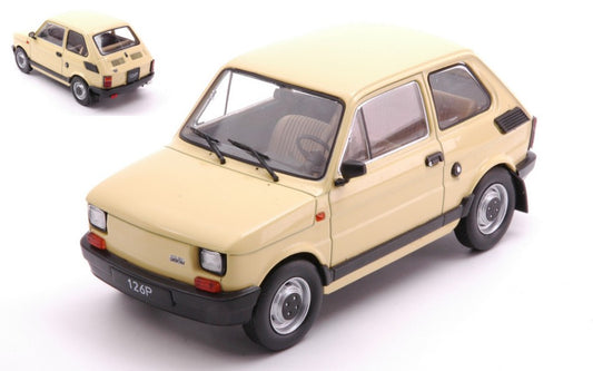 MODELLINO SCALA COMPATIBILE CON FIAT 126P 1985 LIGHT YELLOW 1:24 WHITEBOX WB124217