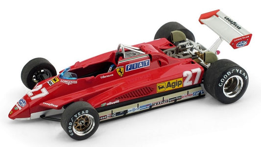 MODELLINO SCALA COMPATIBILE CON FERRARI 126 C2 GILLES VILLENEUVE 1982 N.27 2nd S.MARINO GP 1:43 BRUMM BM0267