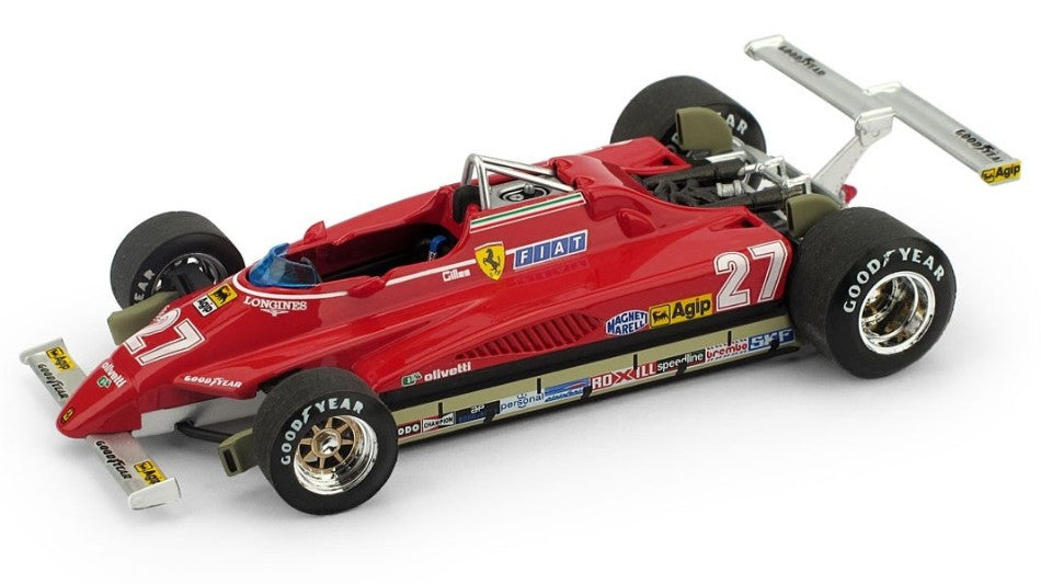 MODELLINO SCALA COMPATIBILE CON FERRARI 126 C2 G.VILLENEUVE 1982 N.27 3rd LONG BEACH DISQUALIFY 1:43 BRUMM BM0272