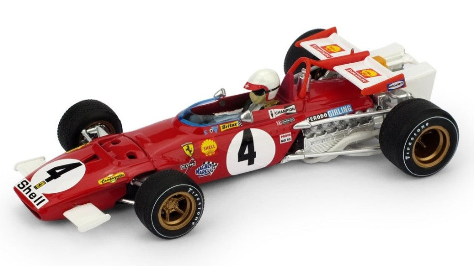 MODELLINO SCALA COMPATIBILE CON FERRARI 312B CLAY REGAZZONI 1970 N.4 WINNER ITALY GP W/PILOTE 1:43 BRUMM BM0313CH