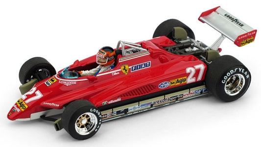 MODELLINO SCALA COMPATIBILE CON FERRARI 126 C2 G.VILLENEUVE 1982 N.27 BRAZIL GP + PILOTA 1:43 BRUMM BM0593CH