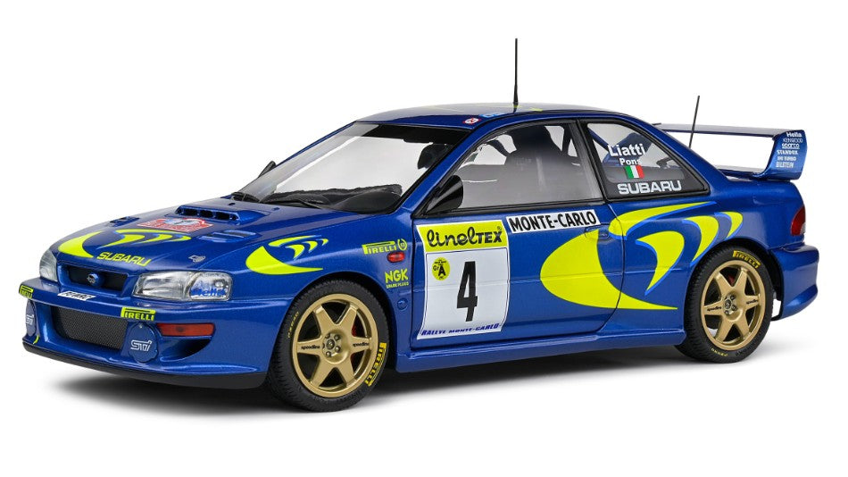 MODELLINO SCALA COMPATIBILE CON SUBARU IMPREZA STI WRC N.4 WINN.RALLY MONTECARLO 1997 LIATTI-PONS 1:18 SOLIDO SL1807405