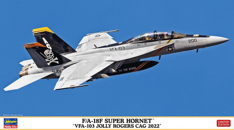 KIT DA MONTARE SCALA COMPATIBILE CON FA-18F SUPER HORNET VFA-103 JOLLY ROGERS VAG2022 KIT 1:72 HASEGAWA HA02458