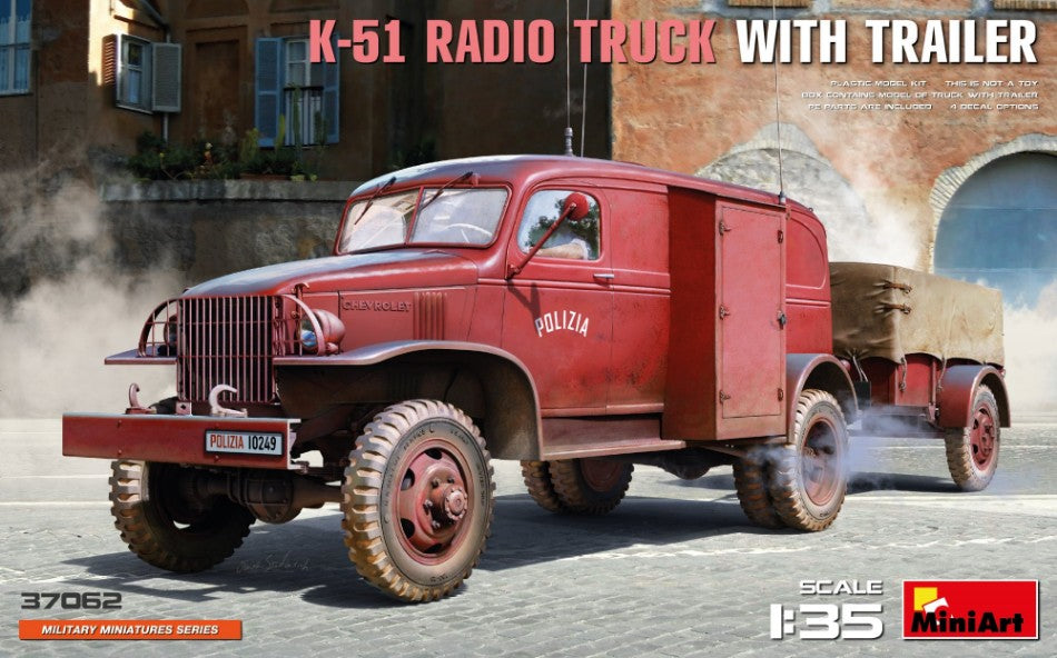 MODELLINO IN SCALA Miniart COMPATIBILE CON K-51 RADIO TRUCK W/TRAILER KIT 1:35 MODEL SCALE MIN37062 241217