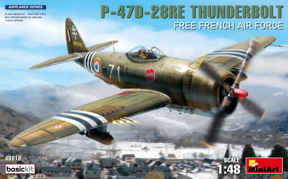 KIT DA MONTARE SCALA COMPATIBILE CON P-47D-28RE THUNDERBOLT FREE FRENCH AIR FORCE BASIC KIT 1:48 MINIART MIN48015