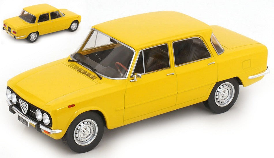 MODELLINO SCALA COMPATIBILE CON ALFA ROMEO GIULIA NUOVA SUPER 1974 LIGHT YELLOW 1:18 MODELCARGROUP MCG18334