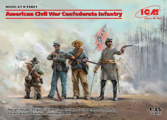 KIT DA MONTARE SCALA COMPATIBILE CON AMERICAN CIVIL WAR CONFEDERATE INFANTRY SET #1 KIT 1:35 ICM ICM35021