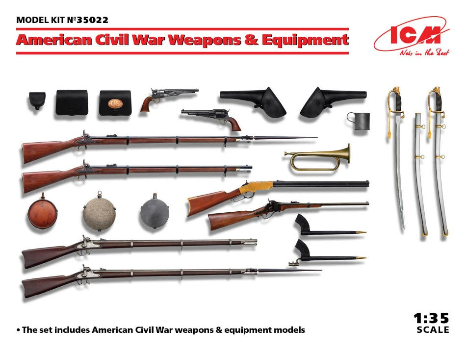 KIT DA MONTARE SCALA COMPATIBILE CON US CIVIL WAR WEAPONS & EQUIPMENT KIT 1:35 ICM ICM35022