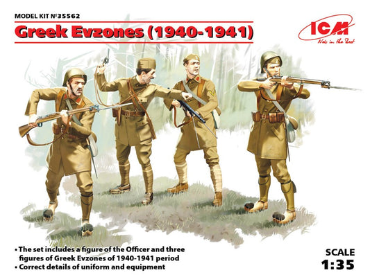 KIT DA MONTARE SCALA COMPATIBILE CON GREEK EVZONES 1940-1941 4 FIGURES KIT 1:35 ICM ICM35562