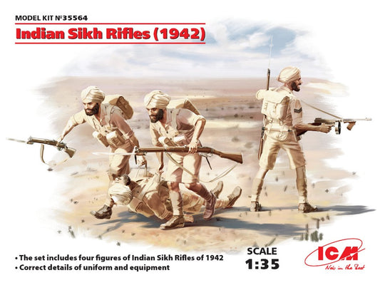 KIT DA MONTARE SCALA COMPATIBILE CON INDIAN SIKH RIFLES 1942 4 FIGURES KIT 1:35 ICM ICM35564