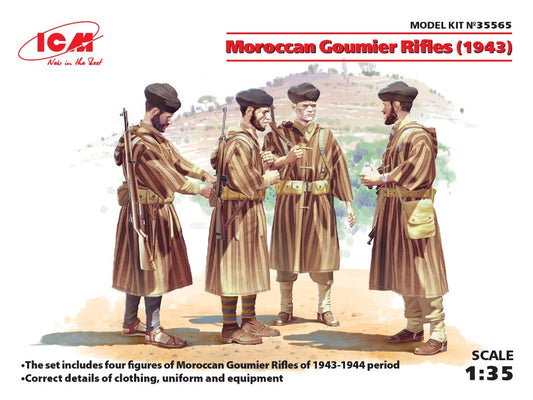 KIT DA MONTARE SCALA COMPATIBILE CON MOROCCAN GOUMIER RIFLES 1943 4 FIGURES KIT 1:35 ICM ICM35565