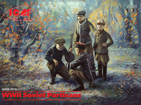 KIT DA MONTARE SCALA COMPATIBILE CON WWII SOVIET PARTISANS 4 FIGURES KIT 1:35 ICM ICM35631