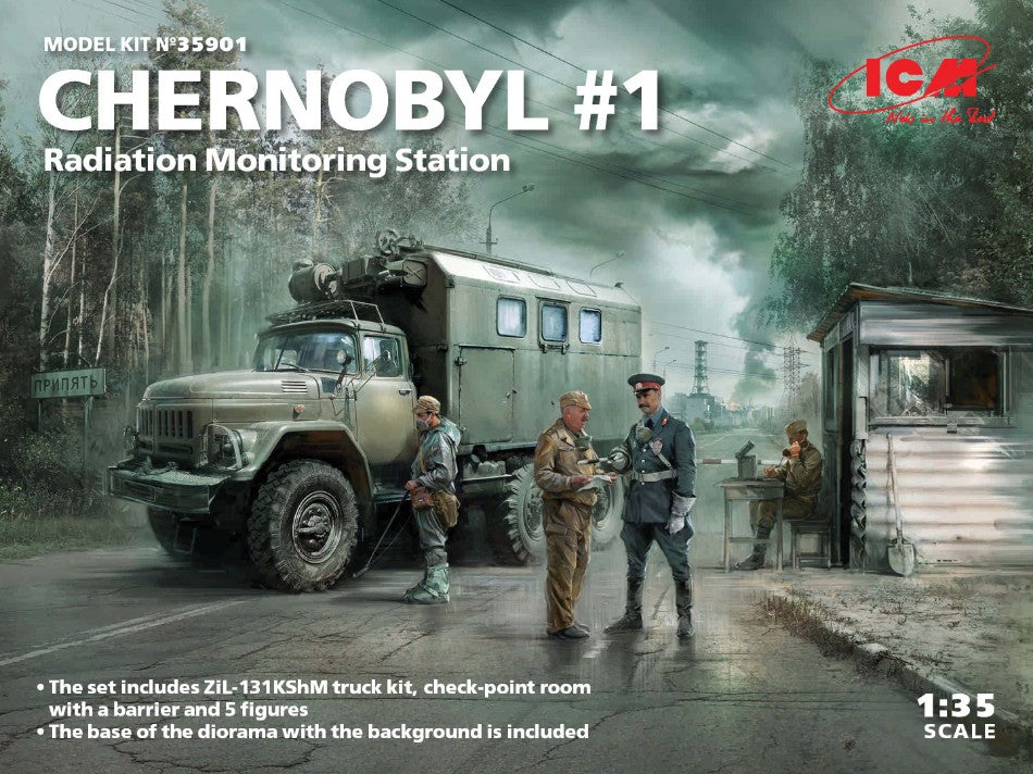 KIT DA MONTARE SCALA COMPATIBILE CON CHERNOBYL RADIATION MONITORING STATION ZIL-131 KShM TRUCK KIT 1:35 ICM ICM35901