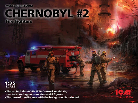 KIT DA MONTARE SCALA COMPATIBILE CON CHERNOBYL FIRE FIGHTERS AC-40 137A FIRETRUCK & 4 FIGURES KIT 1:35 ICM ICM35902