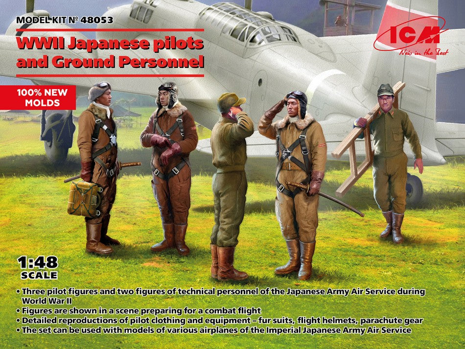 KIT DA MONTARE SCALA COMPATIBILE CON JAPANESE PILOTS AND GROUND PERSONNEL WWII KIT 1:48 ICM ICM48053