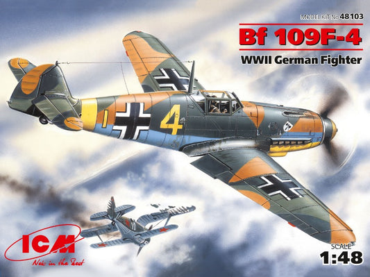 KIT DA MONTARE SCALA COMPATIBILE CON MESSERSCHMITT Bf 109F-4 WWII GERMAN FIGHTER KIT 1:48 ICM ICM48103