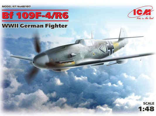 KIT DA MONTARE SCALA COMPATIBILE CON MESSERSCHMITT Bf 109F-4/R6 WWII GERMAN FIGHTER KIT 1:48 ICM ICM48107