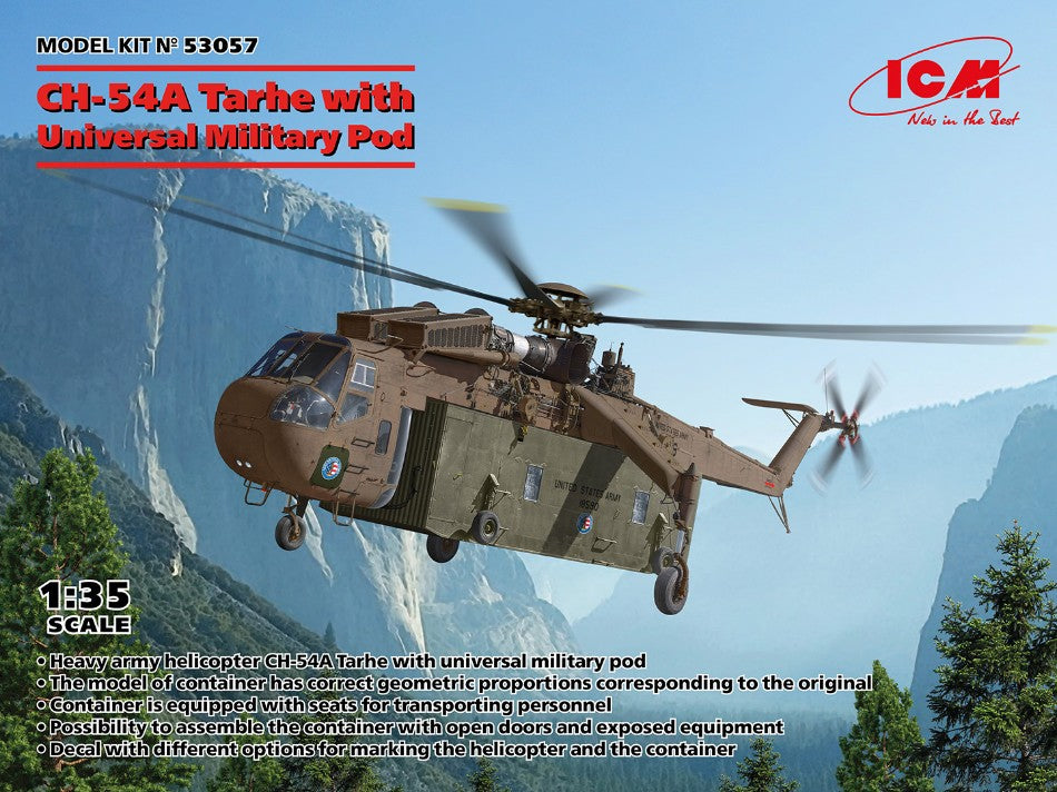 KIT DA MONTARE SCALA COMPATIBILE CON CH-54A TARHE WITH UNIVERSAL MILITARY POD KIT 1:35 ICM ICM53057