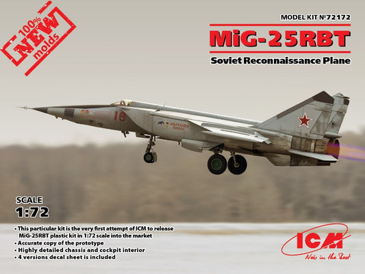 KIT DA MONTARE SCALA COMPATIBILE CON MIG-25 RBT SOVIET RECONNAISSANCE PLANE KIT 1:72 ICM ICM72172