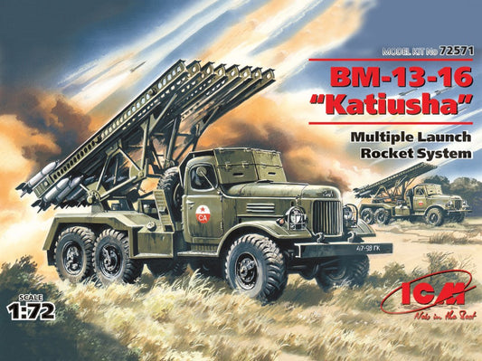 KIT DA MONTARE SCALA COMPATIBILE CON BM-13-16 KATIUSHA MULTIPLE LAUNCH ROCKET SYSTEM ON ZIL-157 BASE KIT 1:72 ICM ICM72571