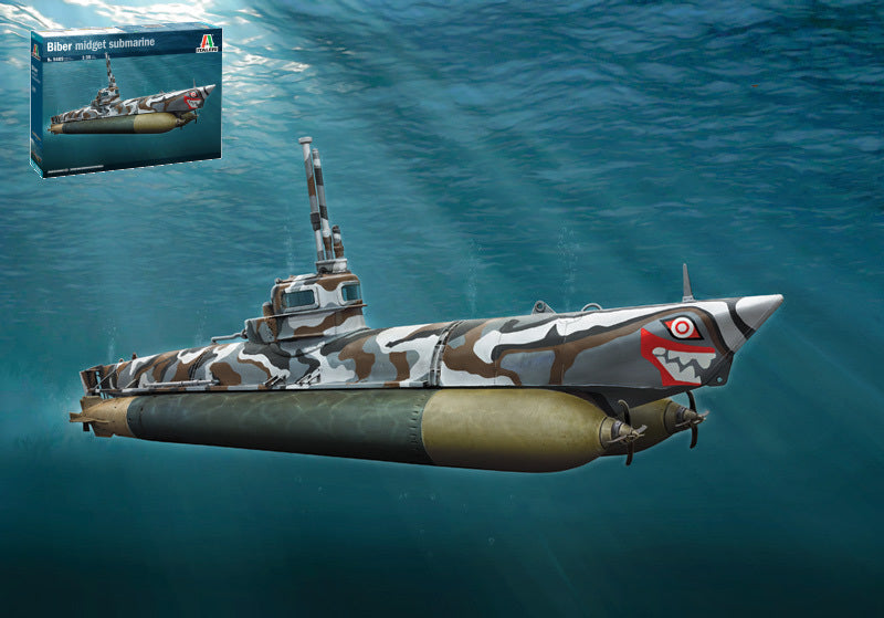 MODELLINO IN SCALA Italeri COMPATIBILE CON U-BOOT BIBER MIDGE SUBMARINE KIT 1:35 MODEL SCALE IT5609 241217