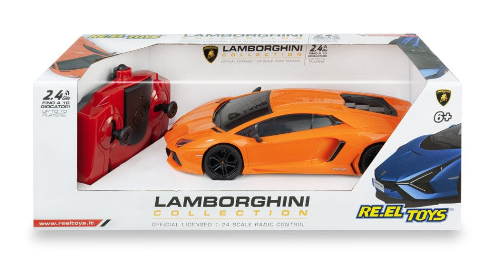 MODELLINO SCALA COMPATIBILE CON LAMBORGHINI AVENTADOR ORANGE RADIOCOMANDO 1:24 RE.EL.TOYS RE2062OR