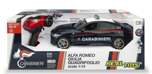 MODELLINO SCALA COMPATIBILE CON ALFA ROMEO GIULIA CARABINIERI RADIOCOMANDO 1:14 RE.EL.TOYS RE2184