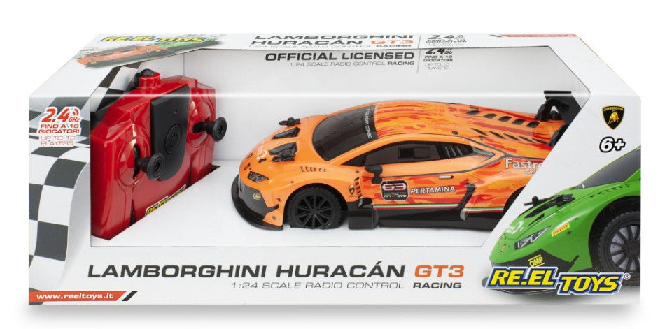 MODELLINO SCALA COMPATIBILE CON LAMBORGHINI HURACAN GT3 ORANGE RADIOCOMANDO 1:24 RE.EL.TOYS RE2235OR